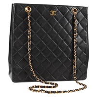 【原宿店限定】シャネル CHANEL トートバッグ マトラッセ チェーン ラムスキン ブラック ゴールド レディース yk18809V
