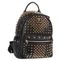 【原宿店限定】エム・シー・エム MCM バックパック ヴィセトス スタッズ レザー ブラック ゴールド レディース yk19000V