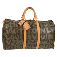 【原宿店限定】ルイ・ヴィトン LOUIS VUITTON キーポル50 ボストンバッグ モノグラム グラフィティ カーキ M92196 レディース 129961V