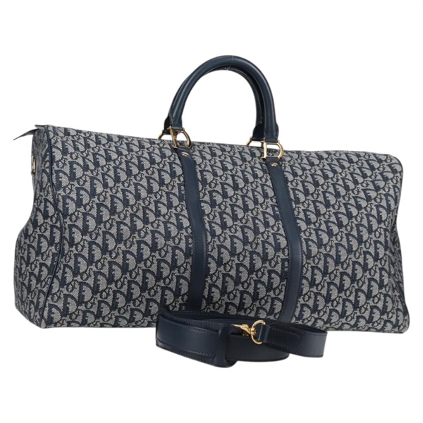【原宿店限定】クリスチャンディオール Christian Dior ボストンバッグ トロッターキャンバス ネイビー ゴールド レディース 129964V