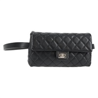 【原宿店限定】シャネル CHANEL ウエストバッグ マトラッセ キャビアスキン ブラック シルバー レディース 132565M