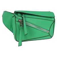 【原宿店限定】ロエベ LOEWE パズル ボディバッグ アナグラム レザー グリーン シルバー レディース 133192M