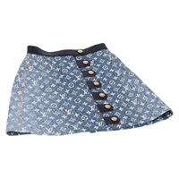 【原宿店限定】ルイ・ヴィトン LOUIS VUITTON スカート モノグラムジャガード Aライン デニム 34 ブルー 1A9NK9 レディース 133644M