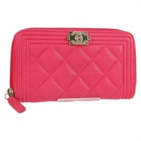 【原宿店限定】シャネル CHANEL 財布 ボーイシャネル キャビアスキン ピンク ゴールド レディース 131833M