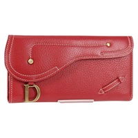 【原宿店限定】クリスチャンディオール Christian Dior 長財布 サドル レザー レッド レディース 133179V