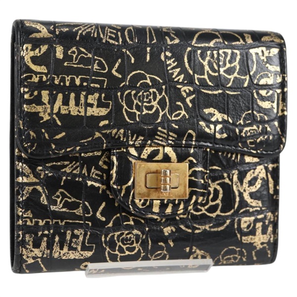 【原宿店限定】シャネル CHANEL 財布 レザー ブラック ゴールド レディース 133181V