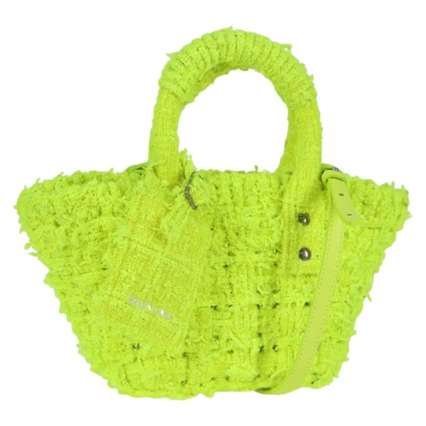 【原宿店限定】バレンシアガ BALENCIAGA ビストロXXS ハンドバッグ ウール 2way イエロー シルバー レディース 135947M