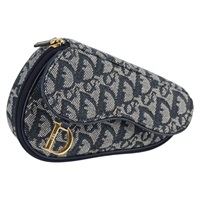 【原宿店限定】クリスチャンディオール Christian Dior アクセサリーポーチ トロッターキャンバス サドルポーチ ネイビー ゴールド レディース 134254V