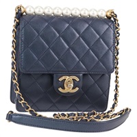 【原宿店限定】シャネル CHANEL ショルダーバッグ マトラッセ チェーン ラムスキン ネイビー レディース 132881M