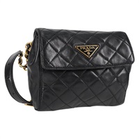 【原宿店限定】プラダ PRADA ショルダーバッグ チェーン レザー ブラック ゴールド レディース am8831V
