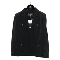 【原宿店限定】シャネル CHANEL 上着 ジャケット クルーズ コレクション サイズ 42 シルク コットン ブラック レディース BA3458M