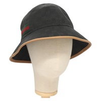 【原宿店限定】グッチ GUCCI ハット GGキャンバス バケットハット ウェブシェリーライン ブラック 722377 レディース am8853V