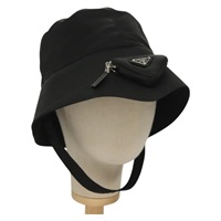 【原宿店限定】プラダ PRADA ハット バケットハット ナイロン XL ブラック レディース sw1222M