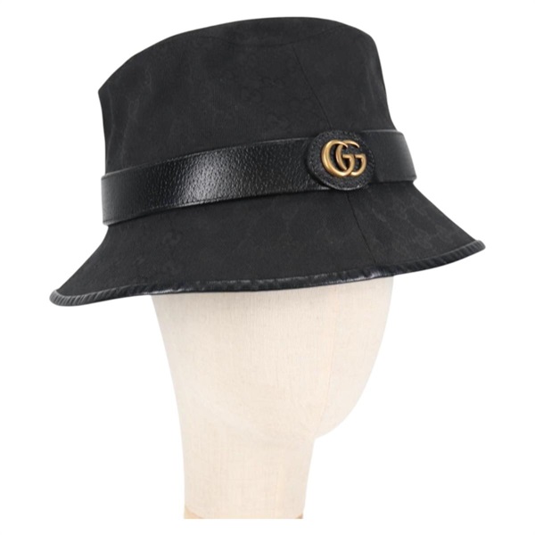 【原宿店限定】グッチ GUCCI ハット GGキャンバス バケットハット ブラック 576587 レディース am8805V