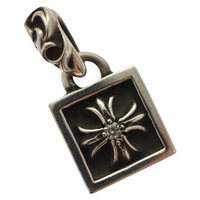 【原宿店限定】クロムハーツ Chrome Hearts ネックレス フレームドCHプラス1ダイヤ ペンダントトップ Ag925 シルバー レディース 132981M