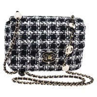 【原宿店限定】シャネル CHANEL ショルダーバッグ マトラッセ チェーン ツイード ネイビー ゴールド レディース 133190M