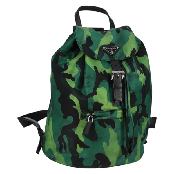 【原宿店限定】プラダ PRADA バックパック ナイロン グリーン シルバー レディース 129748V