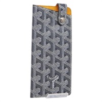 【原宿店限定】ゴヤール GOYARD メガネケース ヘリンボーン レザー グレー シルバー レディース 129770M