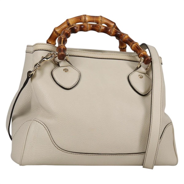 【原宿店限定】グッチ GUCCI ハンドバッグ バンブー レザー 2way ホワイト ゴールド 308360 レディース 135217V
