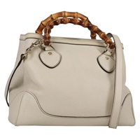 【原宿店限定】グッチ GUCCI ハンドバッグ バンブー レザー 2way ホワイト ゴールド 308360 レディース 135217V