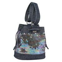 【原宿店限定】シャネル CHANEL ハンドバッグ スパンコール デニム ブルー レディース 139014V
