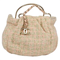 【原宿店限定】シャネル CHANEL ハンドバッグ ツイード ピンク ゴールド レディース 140361V