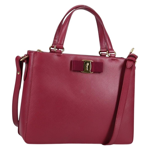 【原宿店限定】サルヴァトーレフェラガモ Salvatore Ferragamo ヴァラ ハンドバッグ レザー 2way パープル ゴールド レディース am8981V