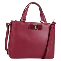 【原宿店限定】サルヴァトーレフェラガモ Salvatore Ferragamo ヴァラ ハンドバッグ レザー 2way パープル ゴールド レディース am8981V