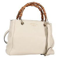 【原宿店限定】グッチ GUCCI ハンドバッグ バンブー レザー 2way ホワイト ゴールド 336032 レディース 135213V