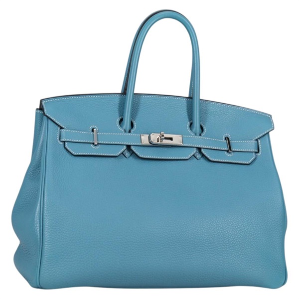 【原宿店限定】エルメス HERMES バーキン35 ハンドバッグ レザー ブルー シルバー レディース 135821M
