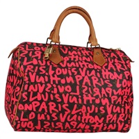 【原宿店限定】ルイ・ヴィトン LOUIS VUITTON スピーディ30 ハンドバッグ モノグラムグラフィティ ピンク M93704 レディース 136297V