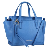 【原宿店限定】サルヴァトーレフェラガモ Salvatore Ferragamo ハンドバッグ ガンチーニ レザー 2way ブルー ゴールド レディース 140859V