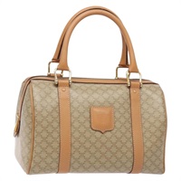 【原宿店限定】セリーヌ CELINE ハンドバッグ マカダムキャンバス PVC ベージュ ゴールド レディース 141895V
