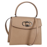 【原宿店限定】サルヴァトーレフェラガモ Salvatore Ferragamo ハンドバッグ ガンチーニ レザー 2way ベージュ シルバー レディース 142127V