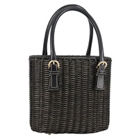 【原宿店限定】サルヴァトーレフェラガモ Salvatore Ferragamo ハンドバッグ ガンチーニ ラタン ブラック ゴールド レディース 142185V