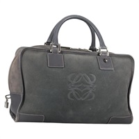 【原宿店限定】ロエベ LOEWE アマソナ36 ハンドバッグ アナグラム スエード グレー シルバー レディース BA5158V