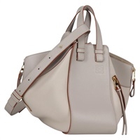 【原宿店限定】ロエベ LOEWE ハンドバッグ アナグラム ハンモックスモール レザー グレー ゴールド レディース BA5164M