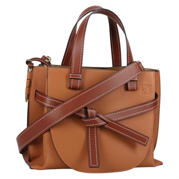 【原宿店限定】ロエベ LOEWE ハンドバッグ ゲートトップハンドルバッグ レザー ブラウン ゴールド レディース BA5553M