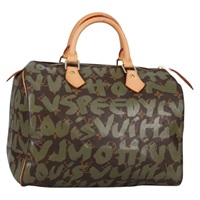 【原宿店限定】ルイ・ヴィトン LOUIS VUITTON スピーディ30 ハンドバッグ モノグラムグラフィティ グリーン カーキ M92194 レディース fm4850V