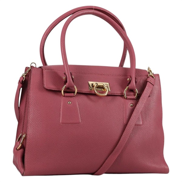 【原宿店限定】サルヴァトーレフェラガモ Salvatore Ferragamo ハンドバッグ ガンチーニ レザー 2way ピンク ゴールド レディース SW1488V