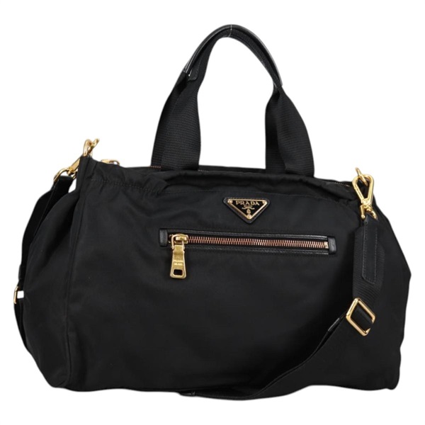 【原宿店限定】プラダ PRADA ハンドバッグ ナイロン 2way ブラック ゴールド レディース yk19352V