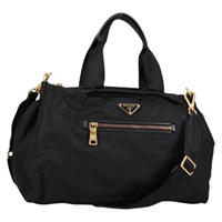 【原宿店限定】プラダ PRADA ハンドバッグ ナイロン 2way ブラック ゴールド レディース yk19352V