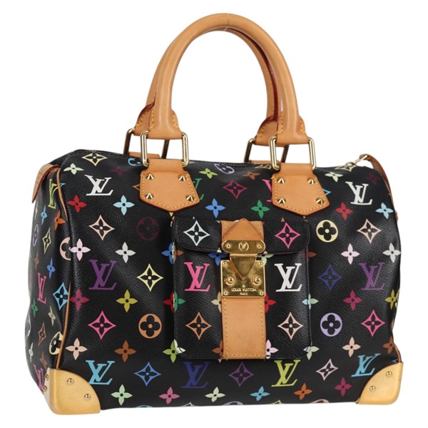 【原宿店限定】ルイ・ヴィトン LOUIS VUITTON スピーディ30 ハンドバッグ モノグラム・マルチカラー ブラック M92642 レディース 128856V
