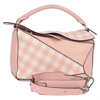【原宿店限定】ロエベ LOEWE パズル ハンドバッグ ミディアム レザー 2way ピンク シルバー レディース 132974M