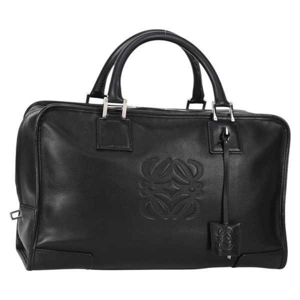 【原宿店限定】ロエベ LOEWE アマソナ36 ハンドバッグ アナグラム レザー ブラック シルバー レディース am9098V