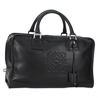 【原宿店限定】ロエベ LOEWE アマソナ36 ハンドバッグ アナグラム レザー ブラック シルバー レディース am9098V