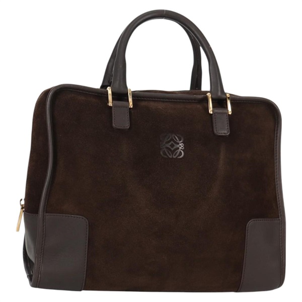 【原宿店限定】ロエベ LOEWE アマソナ32 ハンドバッグ アナグラム スエード ブラウン ゴールド レディース SW1511V