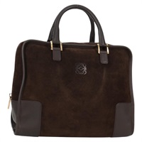 【原宿店限定】ロエベ LOEWE アマソナ32 ハンドバッグ アナグラム スエード ブラウン ゴールド レディース SW1511V