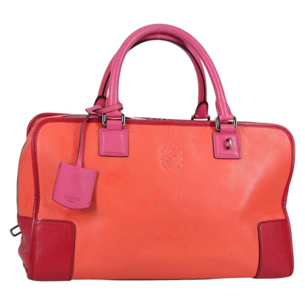 【原宿店限定】ロエベ LOEWE アマソナ36 ハンドバッグ アナグラム レザー オレンジ シルバー レディース yk19375V