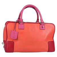 【原宿店限定】ロエベ LOEWE アマソナ36 ハンドバッグ アナグラム レザー オレンジ シルバー レディース yk19375V